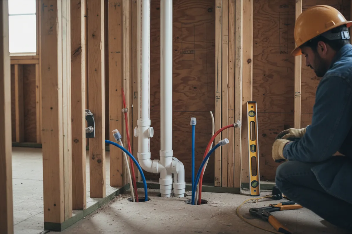 Drain and supply rough-in during Toilet Repair and Installation in Leicester